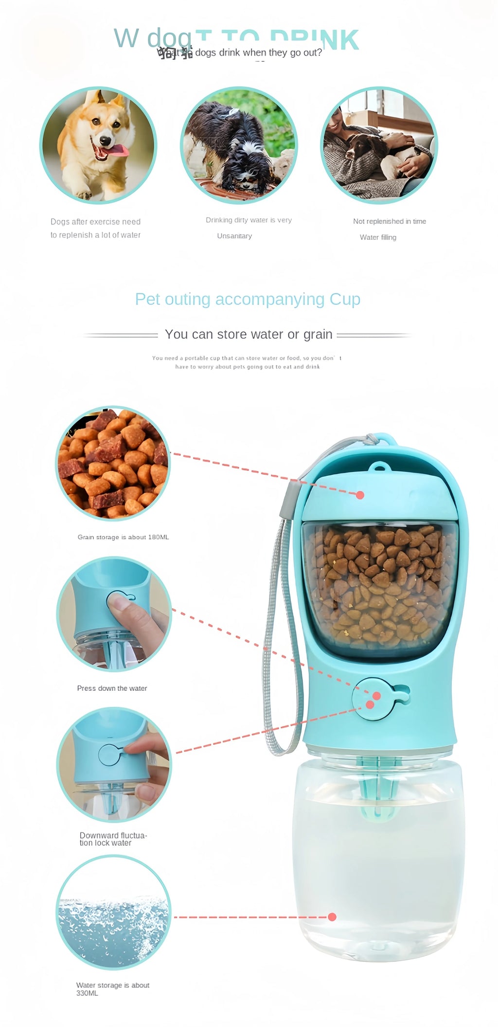 Borraccia Portatile 2-in-1 per Animali